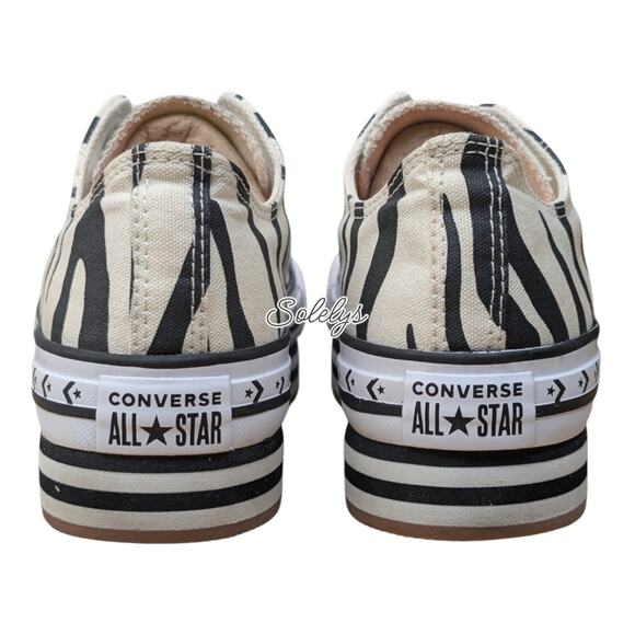 Converse CTAS Low Top Striped Platform Sunblocked Zebra Womens Sneaker 7.5 RARE - Picture 4 of 11
